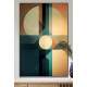 Quadro Decorativo Geom�trico Arte Abstrata Verde e Laranja