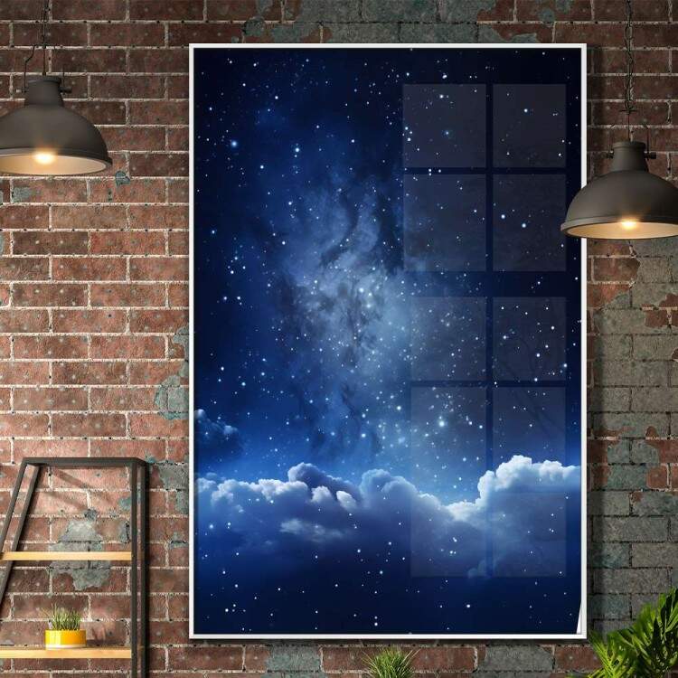 Quadro Decorativo Cu Estrelado com Nuvens