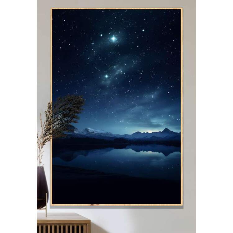 Quadro Decorativo Cu Estrelado com Reflexo de Rio