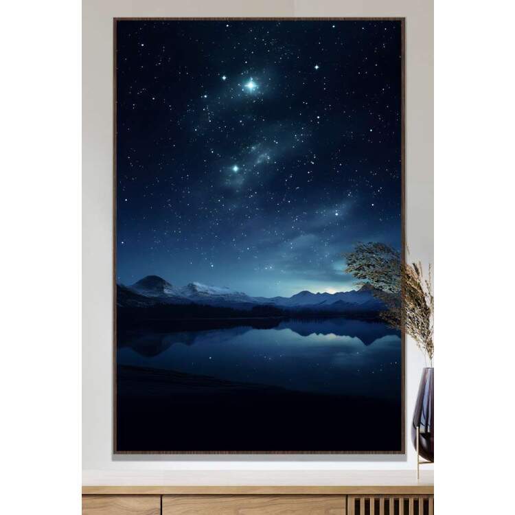 Quadro Decorativo Cu Estrelado com Reflexo de Rio