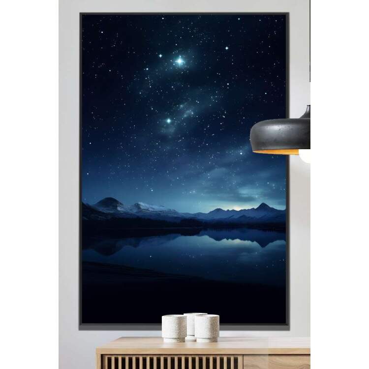 Quadro Decorativo Cu Estrelado com Reflexo de Rio