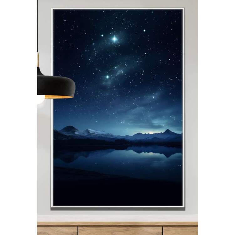 Quadro Decorativo Cu Estrelado com Reflexo de Rio