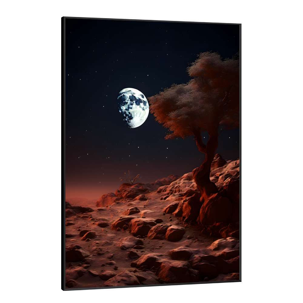 Quadro Decorativo Luar Iluminando Montanha