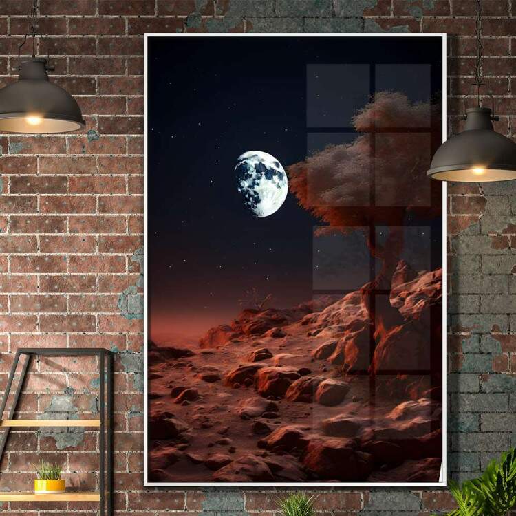 Quadro Decorativo Luar Iluminando Montanha