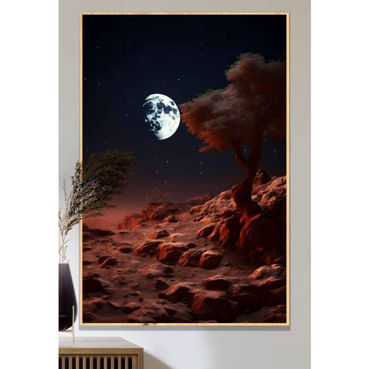 Quadro Decorativo Luar Iluminando Montanha