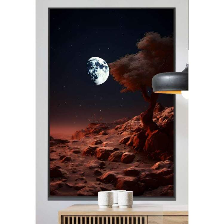 Quadro Decorativo Luar Iluminando Montanha