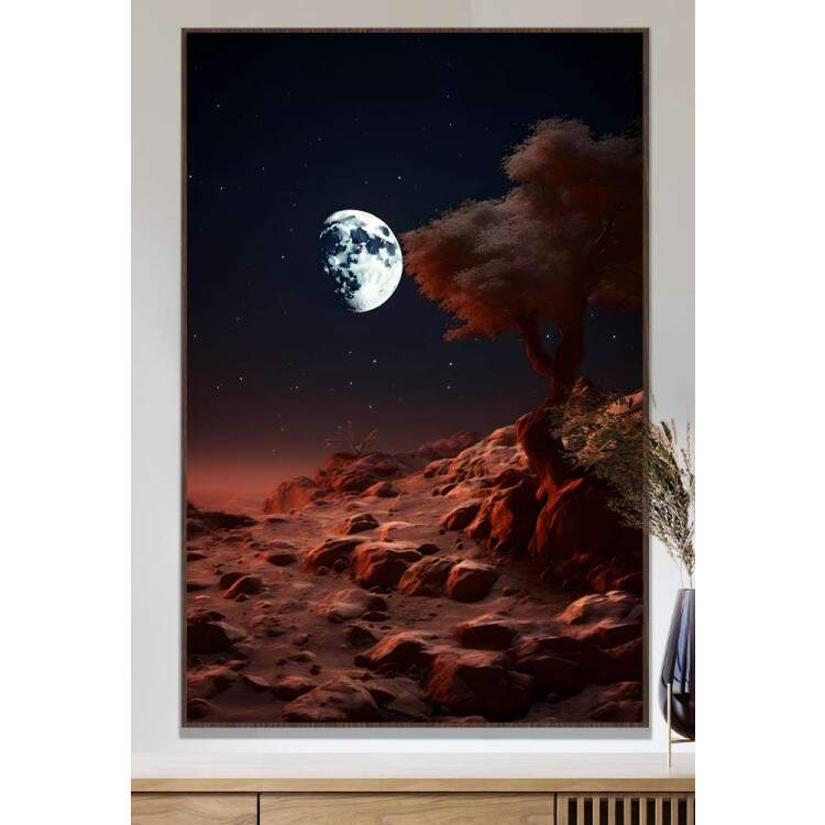 Quadro Decorativo Luar Iluminando Montanha