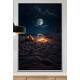 Quadro Decorativo Luar Iluminando Praia com Fogueira