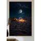 Quadro Decorativo Luar Iluminando Praia com Fogueira