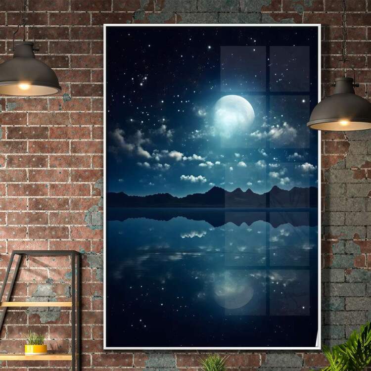 Quadro Decorativo Luar Refletindo em Rio