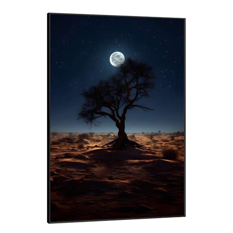 Quadro Decorativo rvore e Fundo de Lua Cheia