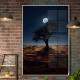 Quadro Decorativo �rvore e Fundo de Lua Cheia
