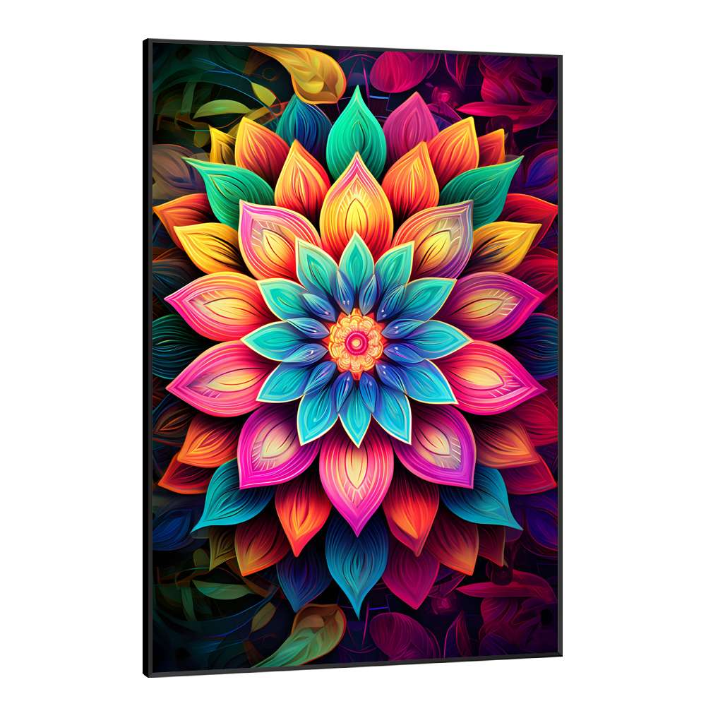 Quadro Decorativo Mandala Colorida com Cores Intensas