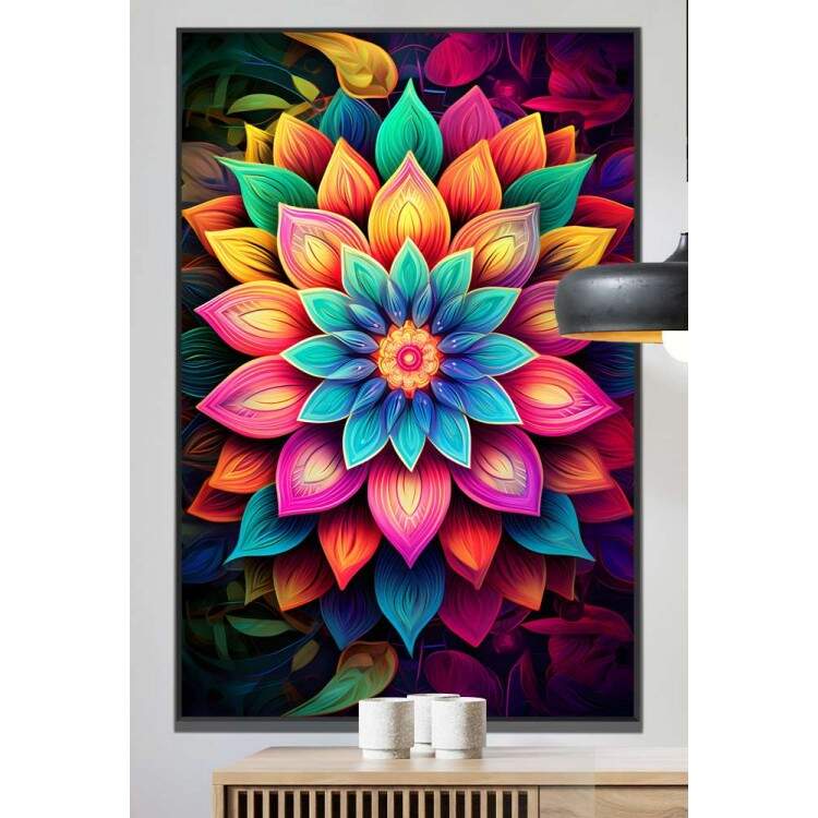 Quadro Decorativo Mandala Colorida com Cores Intensas