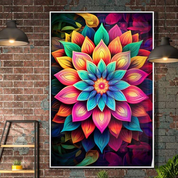 Quadro Decorativo Mandala Colorida com Cores Intensas