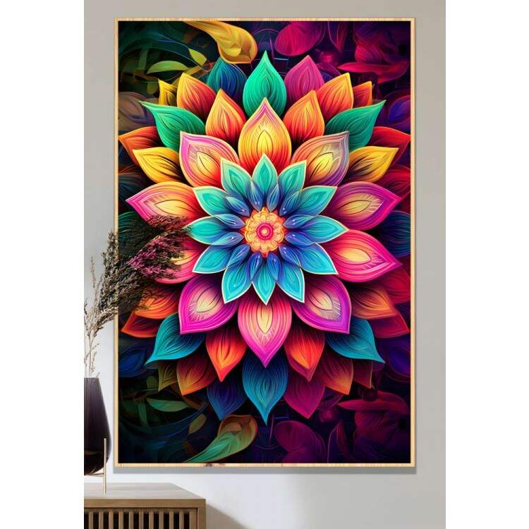 Quadro Decorativo Mandala Colorida com Cores Intensas