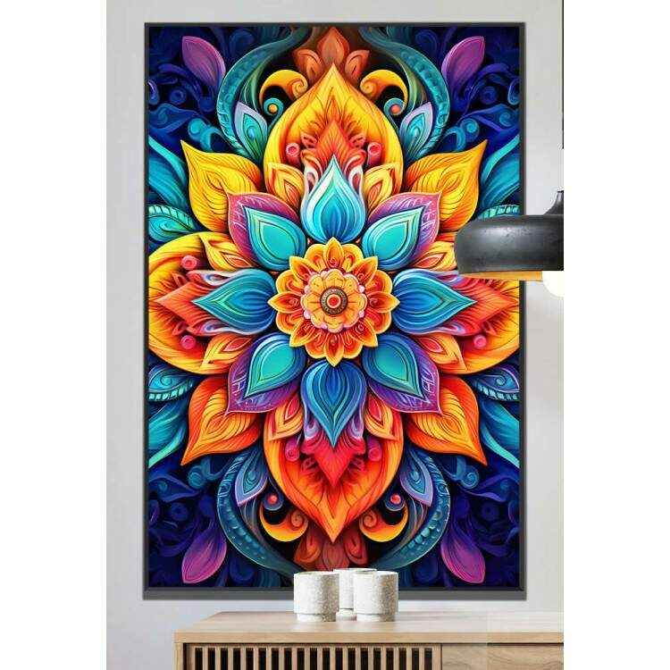 Quadro Decorativo Mandala Colorida com Cores Saturadas