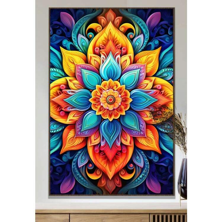 Quadro Decorativo Mandala Colorida com Cores Saturadas