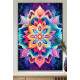 Quadro Decorativo Mandala Colorida com Fundo Azul e Roxo