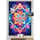 Quadro Decorativo Mandala Colorida com Fundo Azul e Roxo