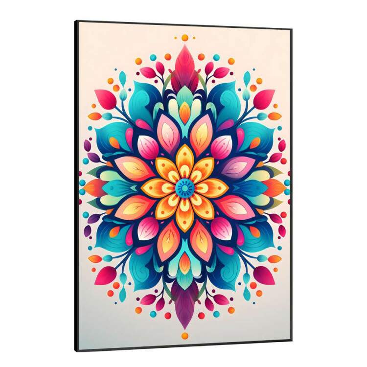 Quadro Decorativo Mandala Colorida com Fundo Branco