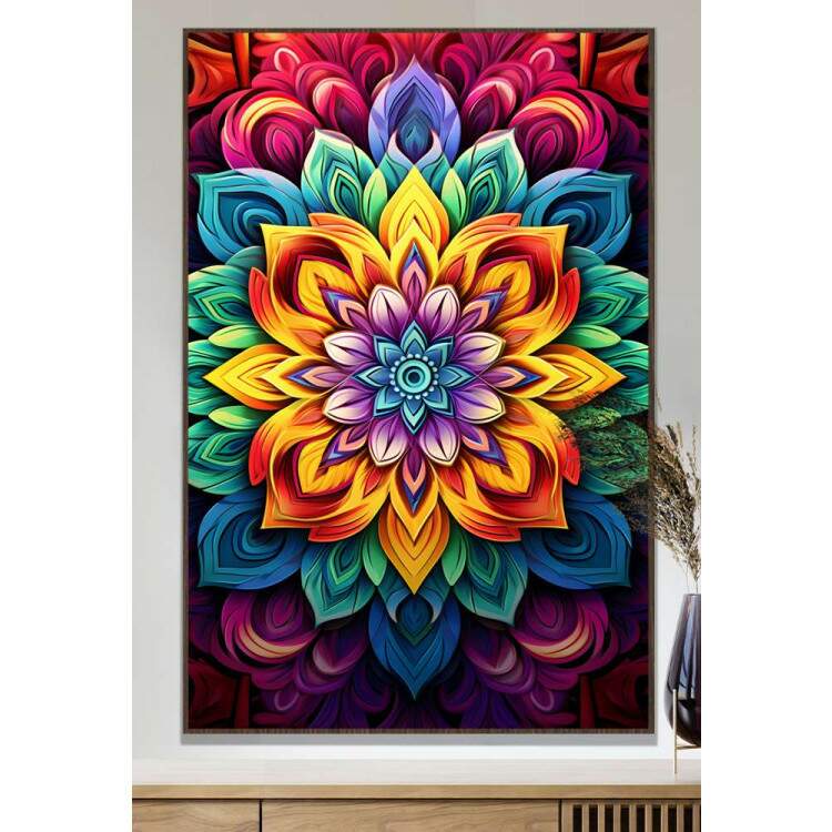 Quadro Decorativo Mandala Com Diferentes Tons de Cores