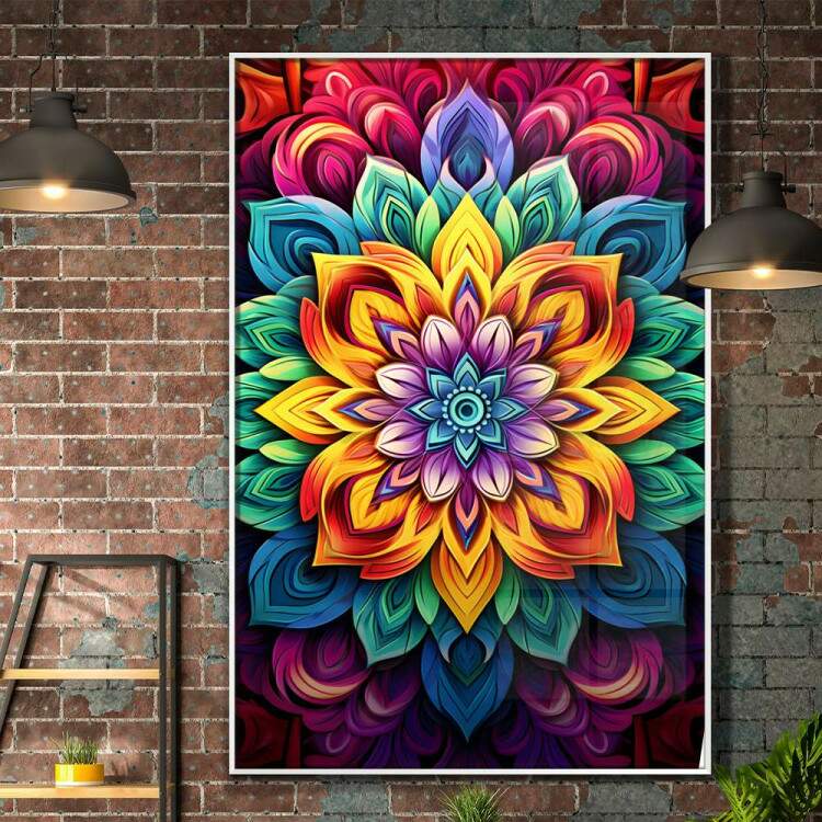 Quadro Decorativo Mandala Com Diferentes Tons de Cores