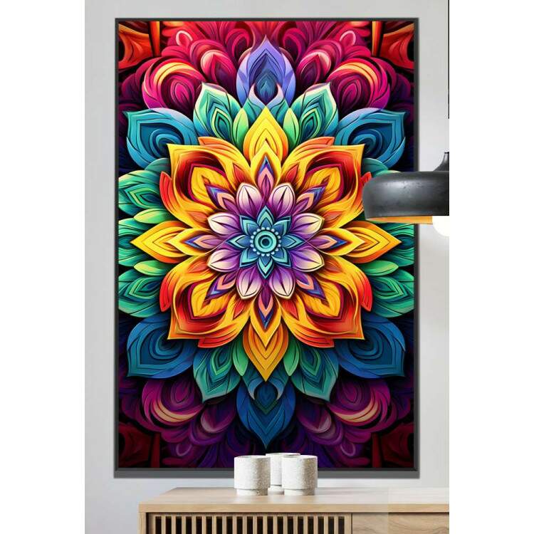 Quadro Decorativo Mandala Com Diferentes Tons de Cores