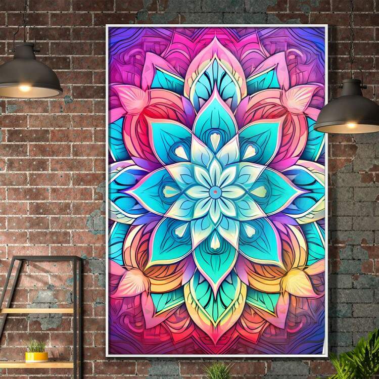 Quadro Decorativo Mandala Com Tons de Azul e Muito Mais