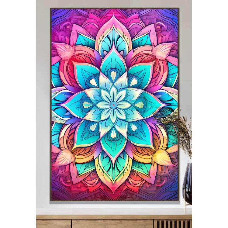 Quadro Decorativo Mandala Com Tons de Azul e Muito Mais