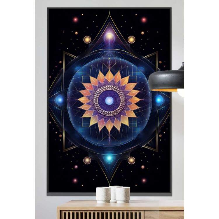 Quadro Decorativo Mandala Constelaes Fundo Preto