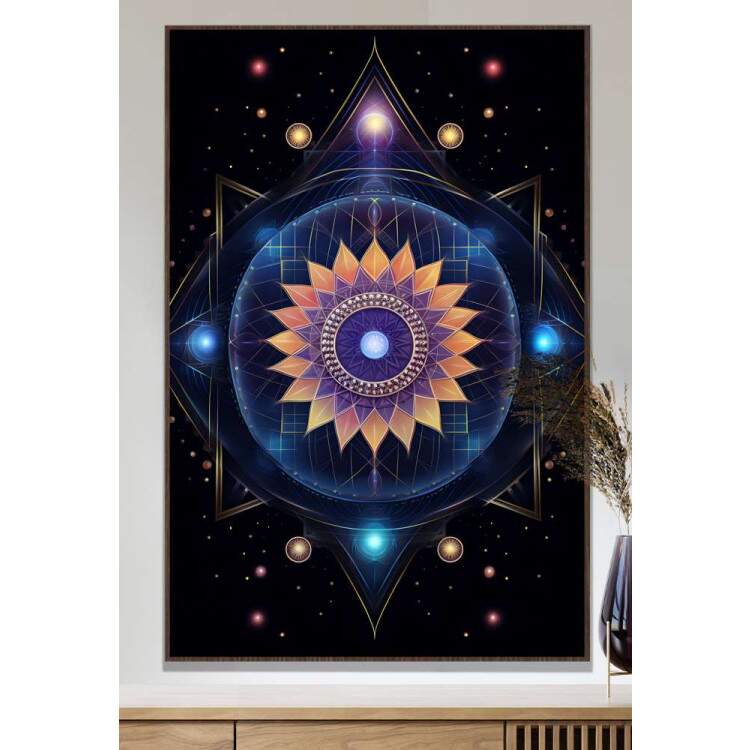 Quadro Decorativo Mandala Constelaes Fundo Preto