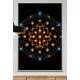 Quadro Decorativo Mandala Constela�es Fundo Preto Tons de Laranja e Azul