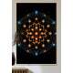 Quadro Decorativo Mandala Constela�es Fundo Preto Tons de Laranja e Azul