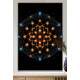 Quadro Decorativo Mandala Constela�es Fundo Preto Tons de Laranja e Azul