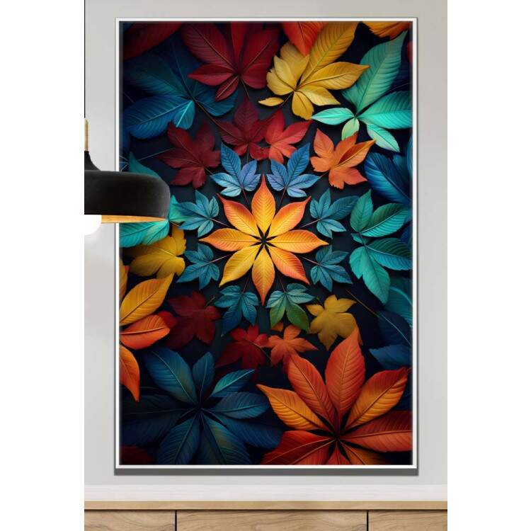 Quadro Decorativo Mandala Feita de Folhas