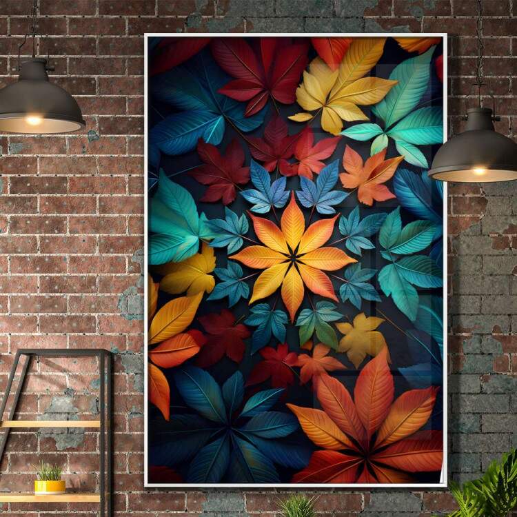 Quadro Decorativo Mandala Feita de Folhas