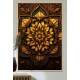Quadro Decorativo Mandala Tons de Amarelo com Fundo Escuro