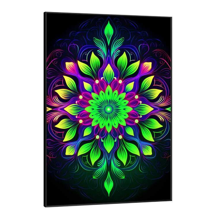 Quadro Decorativo Mandala Tons de Verde Neon