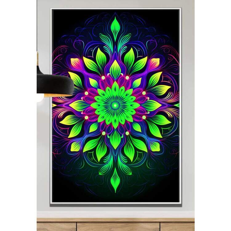 Quadro Decorativo Mandala Tons de Verde Neon