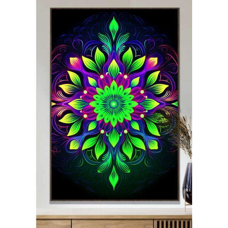 Quadro Decorativo Mandala Tons de Verde Neon