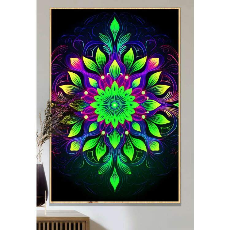 Quadro Decorativo Mandala Tons de Verde Neon