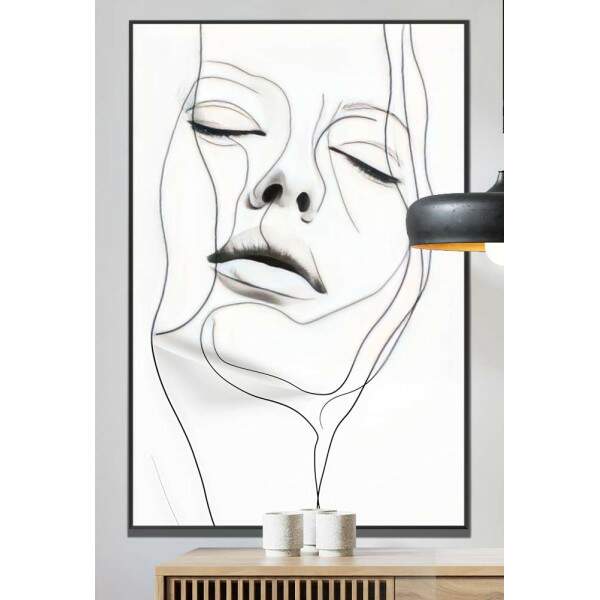 Quadro Decorativo Arte Minimalista Rosto de Mulher Fine Line