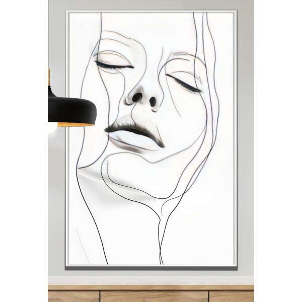 Quadro Decorativo Arte Minimalista Rosto de Mulher Fine Line