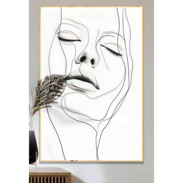 Quadro Decorativo Arte Minimalista Rosto de Mulher Fine Line