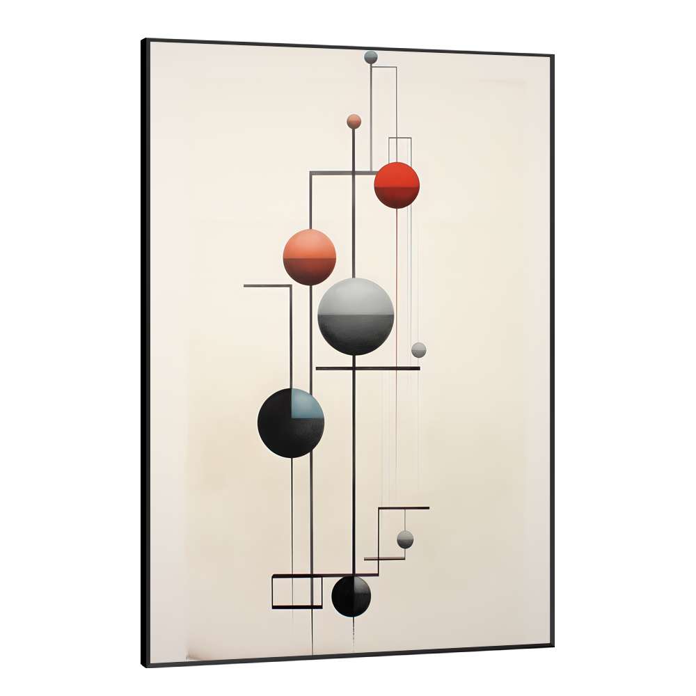 Quadro Decorativo Cena Minimalista com Figuras Geomtricas Fundo Bege