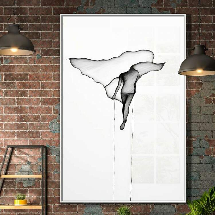 Quadro Decorativo Desenho Minimalista Preto e Branco