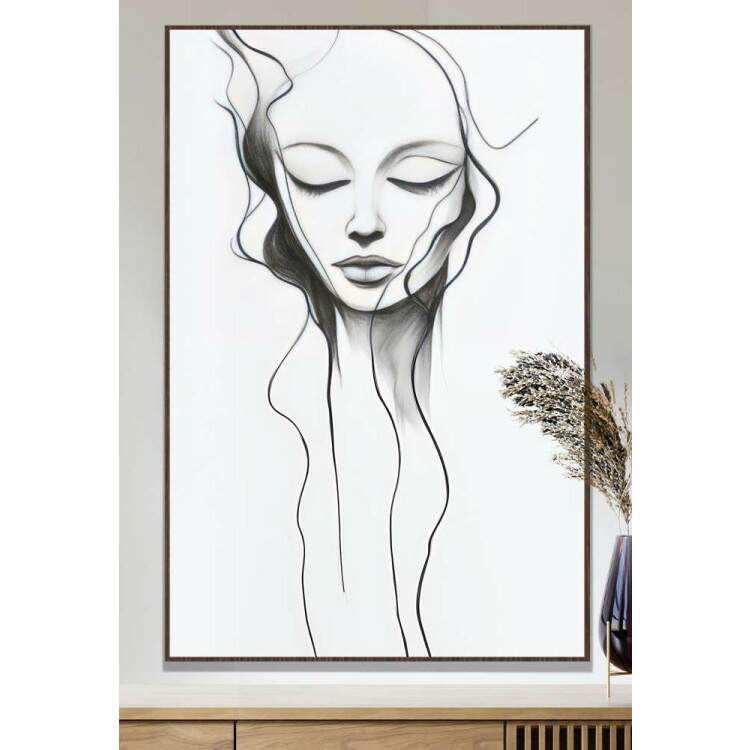 Quadro Decorativo Desenho Minimalista Rosto de Mulher