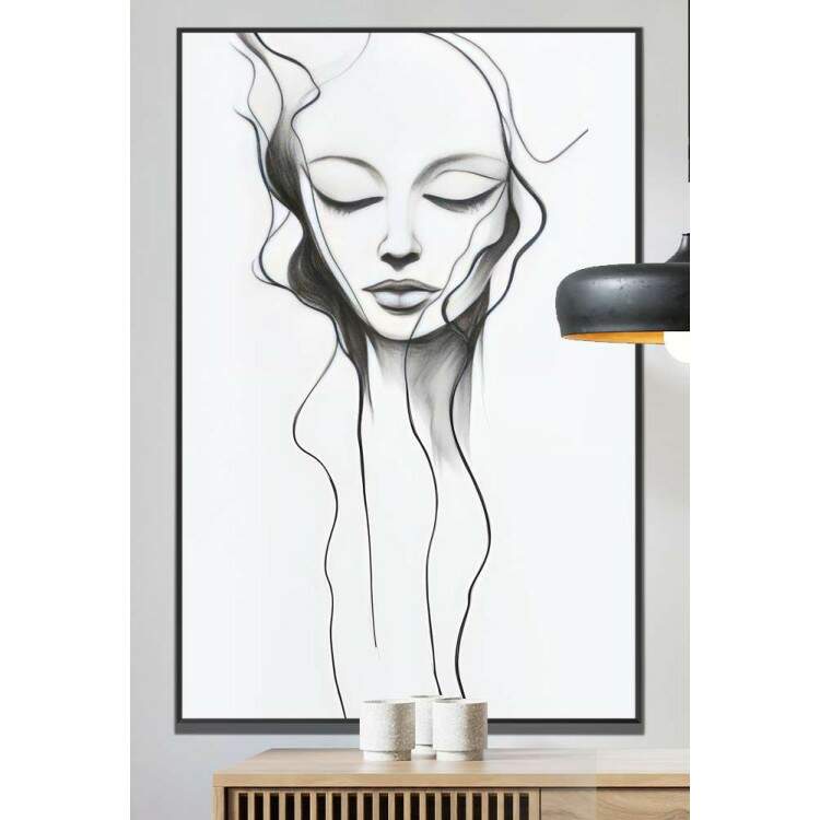 Quadro Decorativo Desenho Minimalista Rosto de Mulher