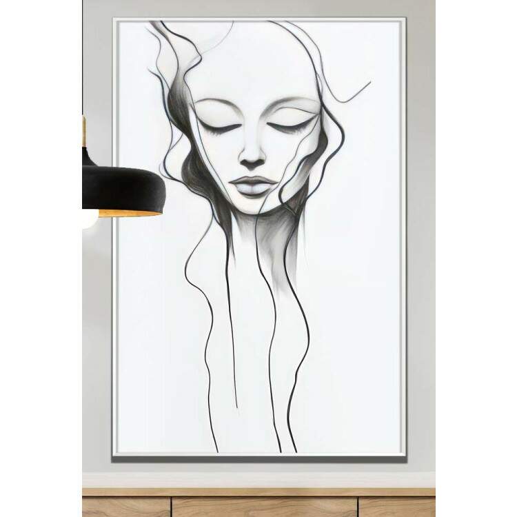 Quadro Decorativo Desenho Minimalista Rosto de Mulher